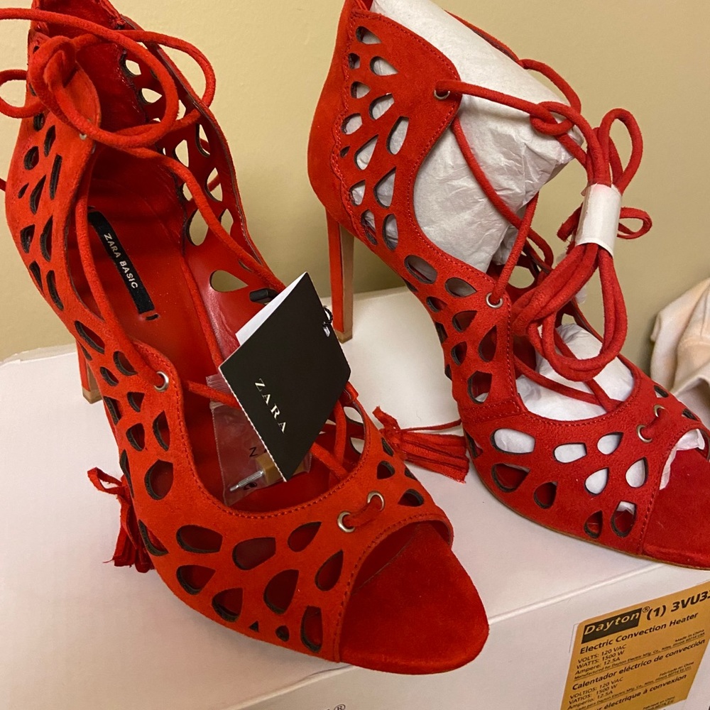 Zara red hot shoes